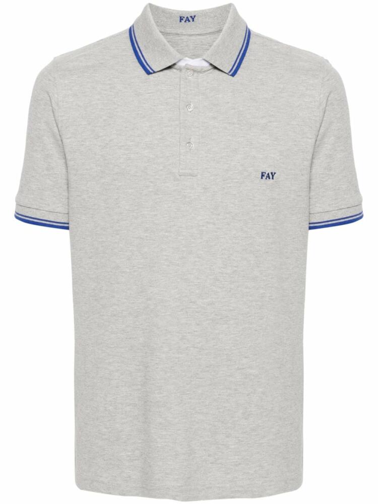 Fay logo-embroidered polo shirt - Grey Cover