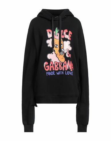 Dolce & gabbana Woman Sweatshirt Black Cotton, Polyester, Elastane, Polyurethane Cover