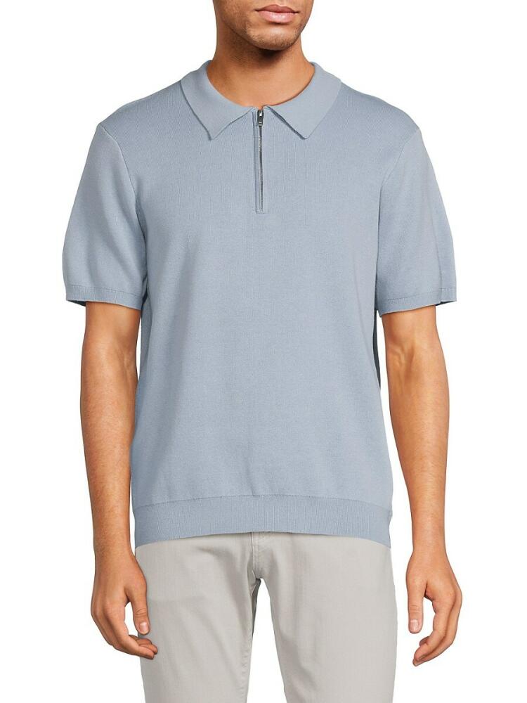 Elie Tahari Men's Quarter Zip Polo Sweater - Blue Lake Cover