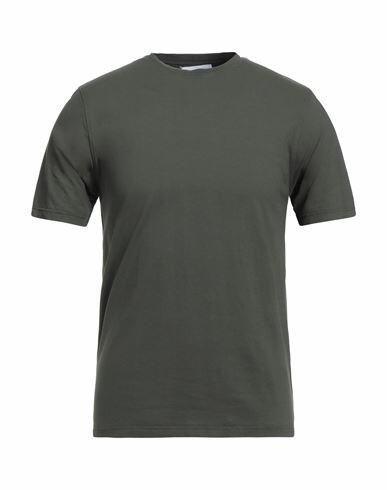 Alpha Studio Man T-shirt Dark green Cotton, Elastane Cover