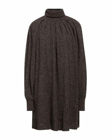 Gentryportofino Woman Mini dress Dark brown Alpaca wool, Polyamide, Virgin Wool Cover