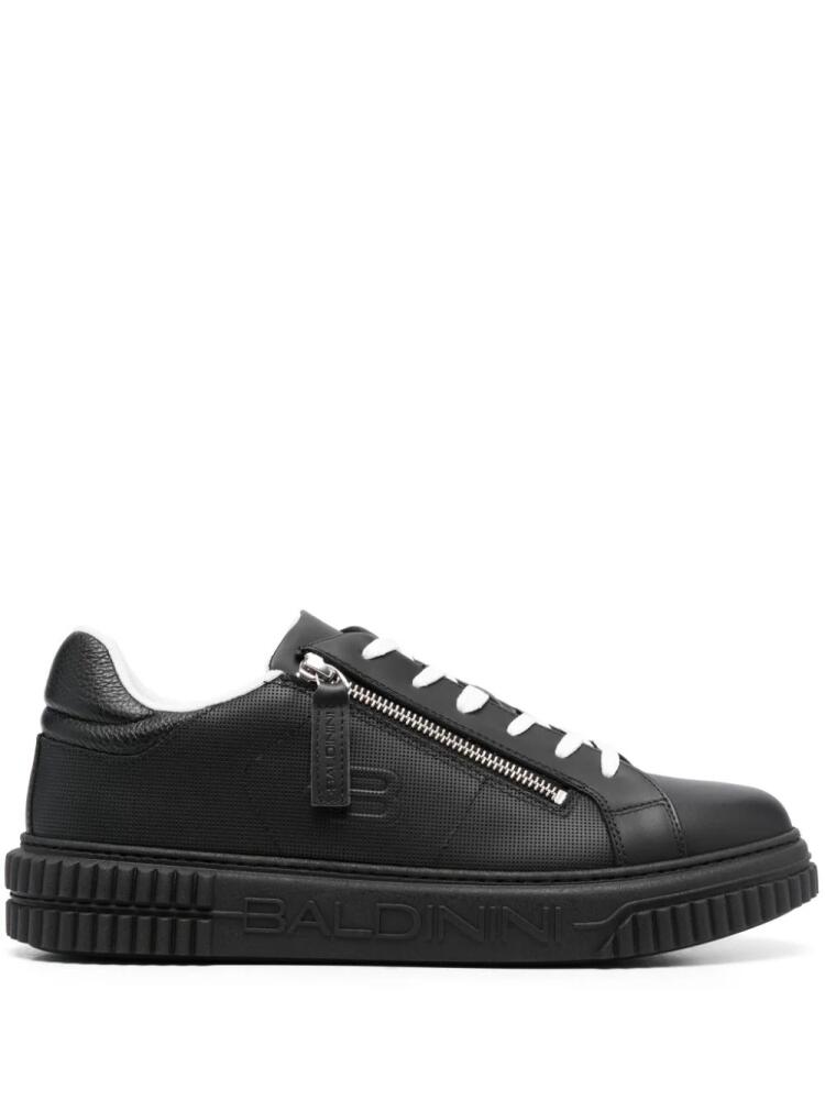 Baldinini logo-embossed low-top leather sneakers - Black Cover