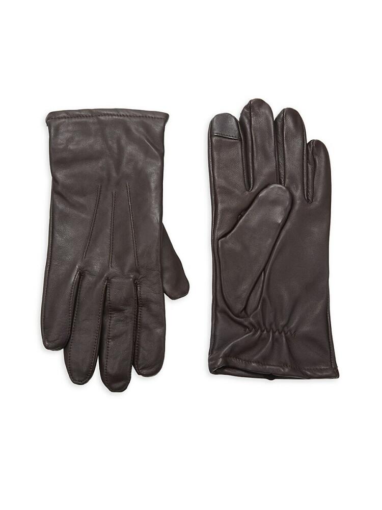 Saks Fifth Avenue Men's Leather Gloves - Brown Cover