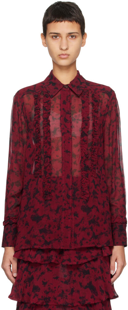 GANNI Red & Black Printed Shirt Cover