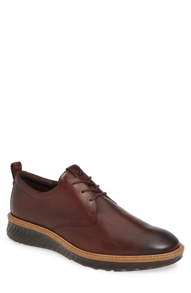 ECCO ST.1 Hybrid Plain Toe Derby in Cognac Leather Cover