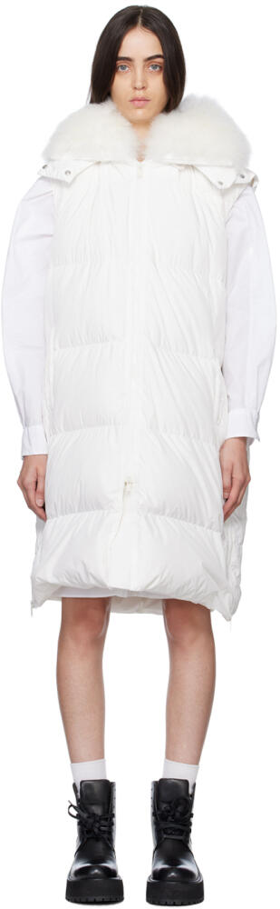 Yves Salomon White Quilted Shearling Down Vest Cover