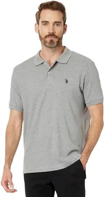 U.S. POLO ASSN. Slim Fit Interlock Polo (Heather Grey) Men's Clothing Cover