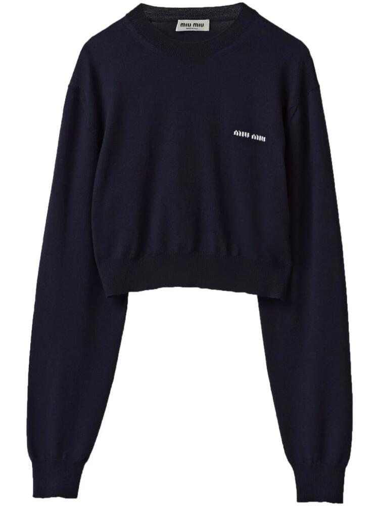 Miu Miu cropped wool jumper - Blue Cover