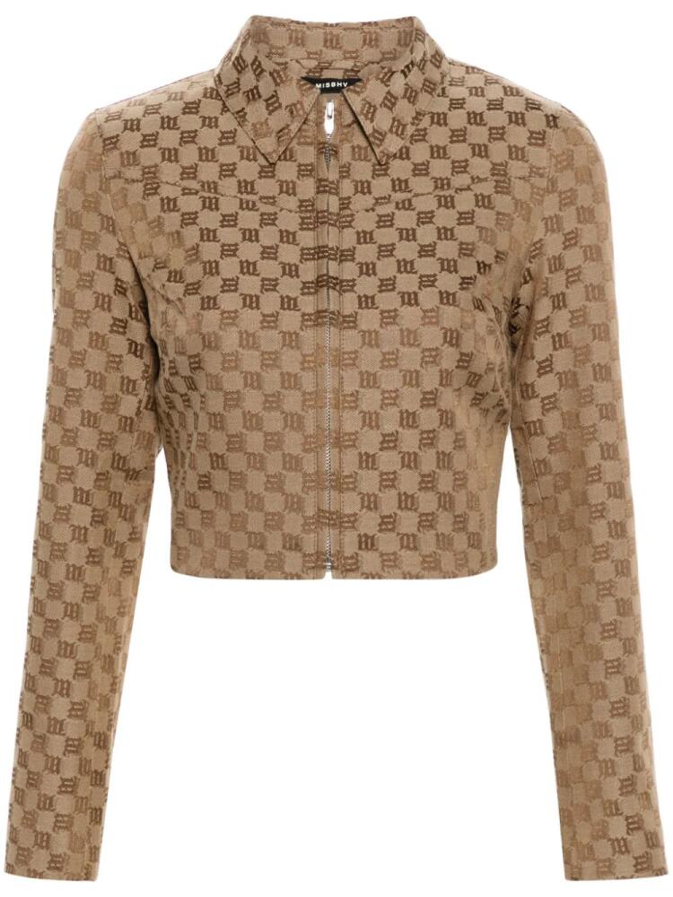 MISBHV jacquard-monogram cropped jacket - Neutrals Cover