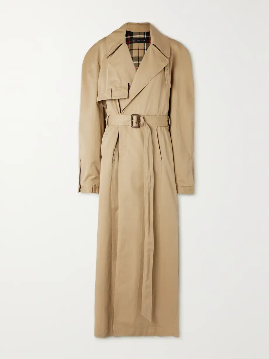 Balenciaga - Oversized Asymmetric Cotton-twill Trench Coat - Neutrals Cover