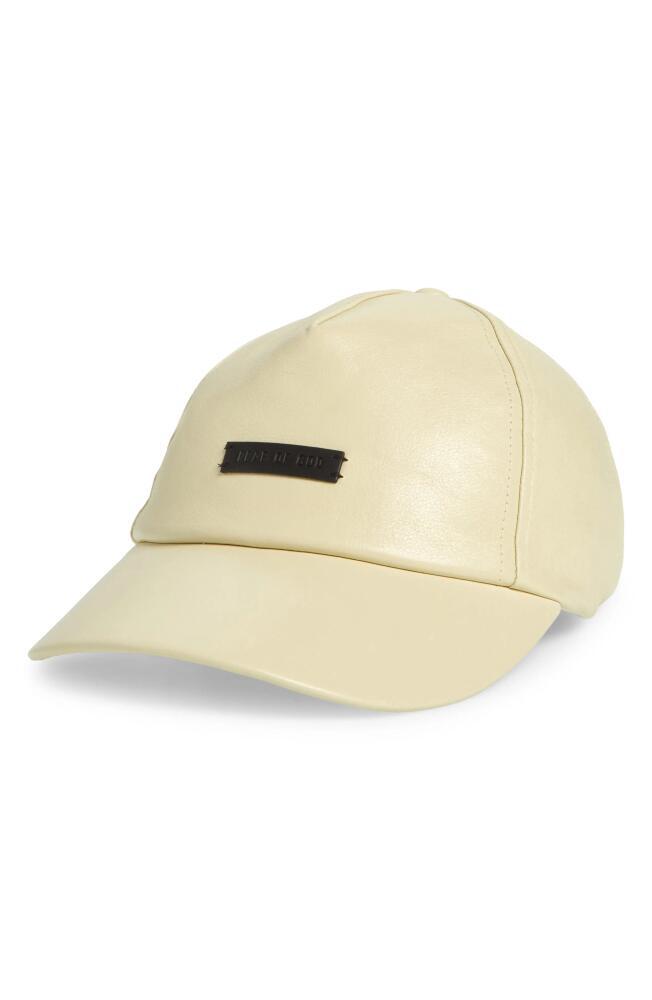 Fear of God Logo Leather Baseball Cap in Lemon Cream Cover