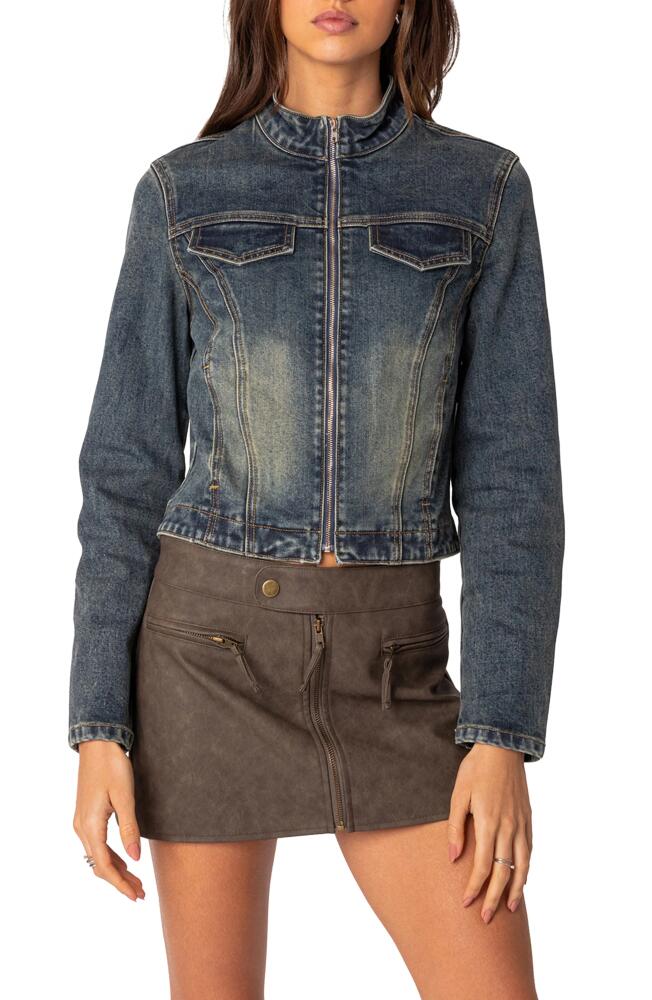 EDIKTED Scorpio Washed Denim Jacket in Blue Cover