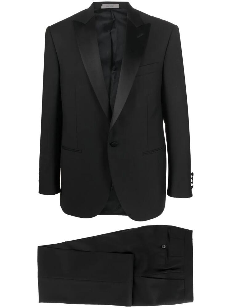 Corneliani peak lapel single-breasted virgin-wool suit - Black Cover