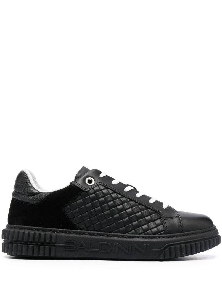 Baldinini embossed-logo leather sneakers - Black Cover