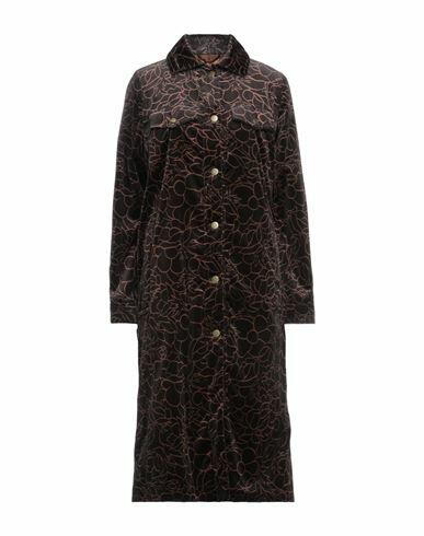 Momoní Woman Coat Dark brown Polyester Cover