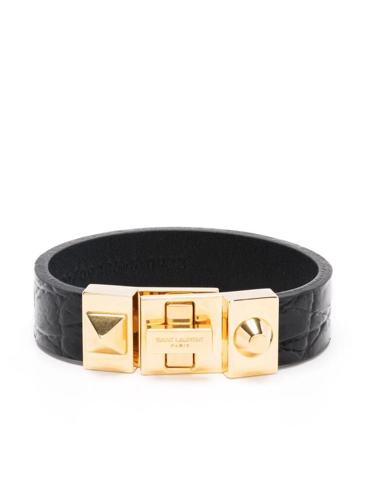 Saint Laurent twist-lock leather bracelet - Black Cover