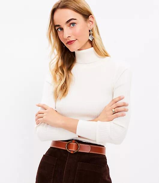 Loft Ribbed Turtleneck Sweater Cover