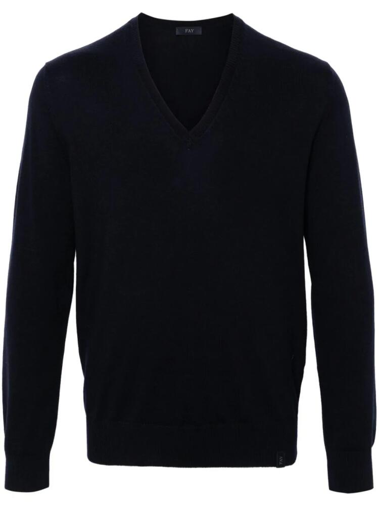 Fay wool V-neck sweater - Blue Cover