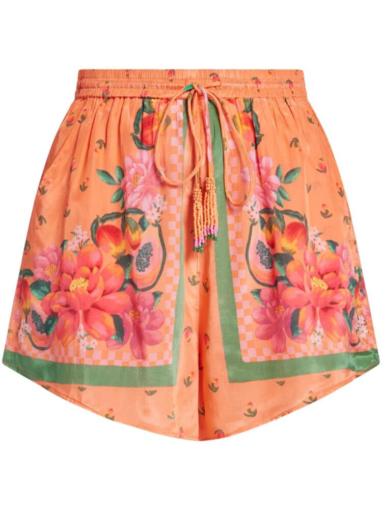 FARM Rio Fruit Garden-print drawstring shorts - Orange Cover