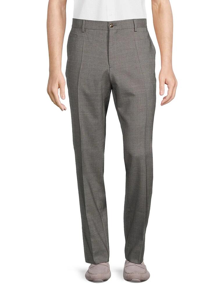 BOSS Men's Genius Flat Front Wool Blend Dress Pants - Grey Blue Cover