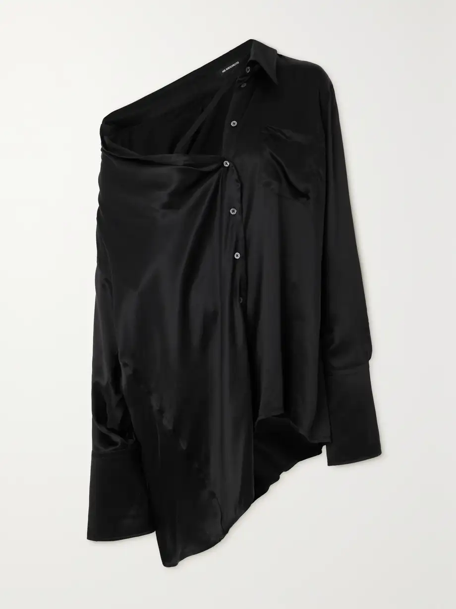 Ann Demeulemeester - Jotie Asymmetric Silk-satin Shirt - Black Cover