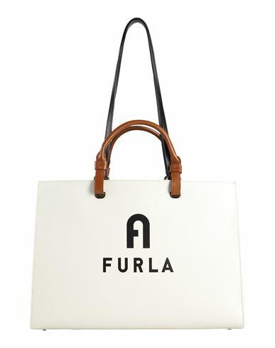 Furla Furla Varsity Style L Tote E/w Woman Handbag Ivory Soft Leather Cover