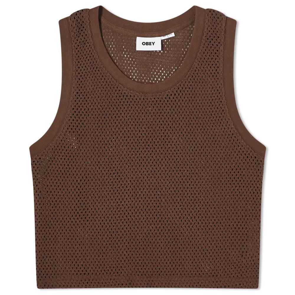 Obey Women's Hudson Mesh Tank Top in Java Brown Cover