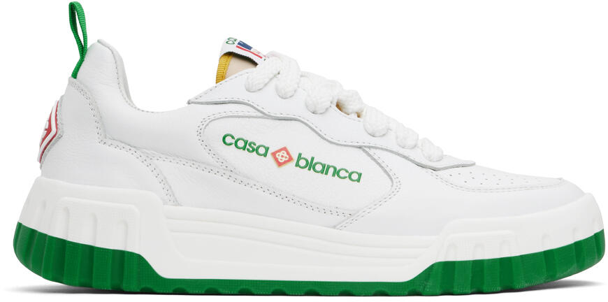 Casablanca White & Green 'The Court' Sneakers Cover