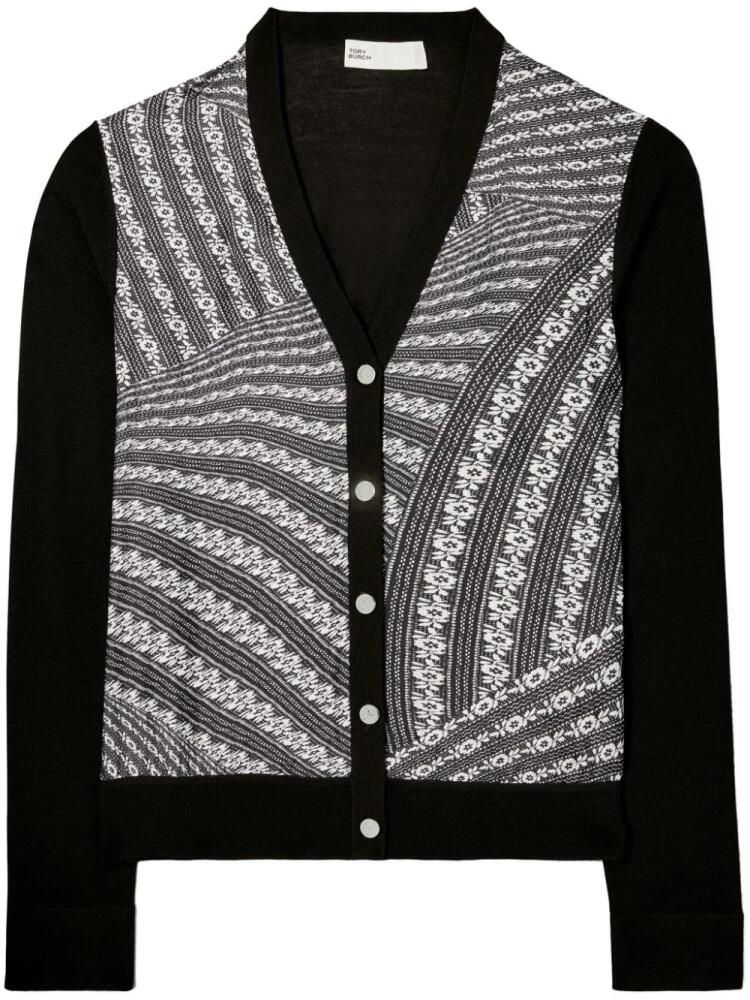 Tory Burch V-neck graphic-print cardigan - Black Cover