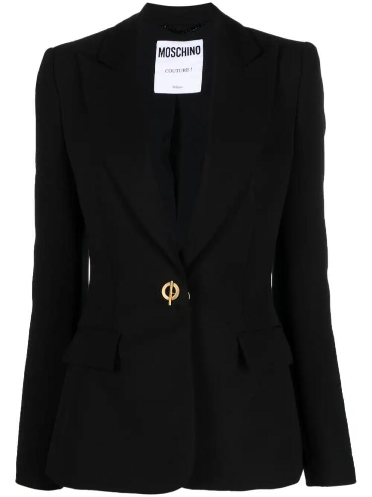 Moschino logo-engraved T-bar blazer - Black Cover