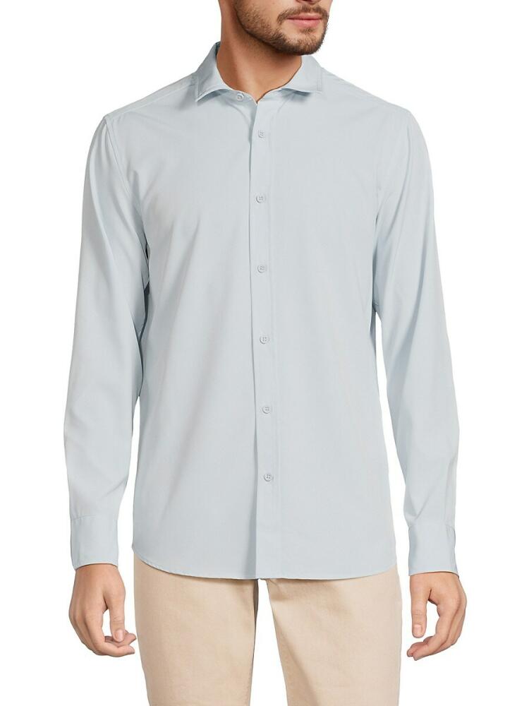 Kenneth Cole Men's Solid Button Down Shirt - Light Blue Cover