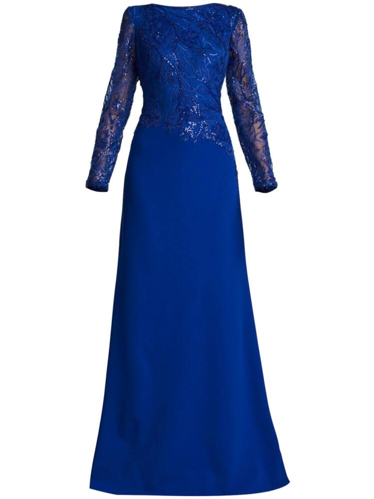 Tadashi Shoji A-line long sleeve gown - Blue Cover