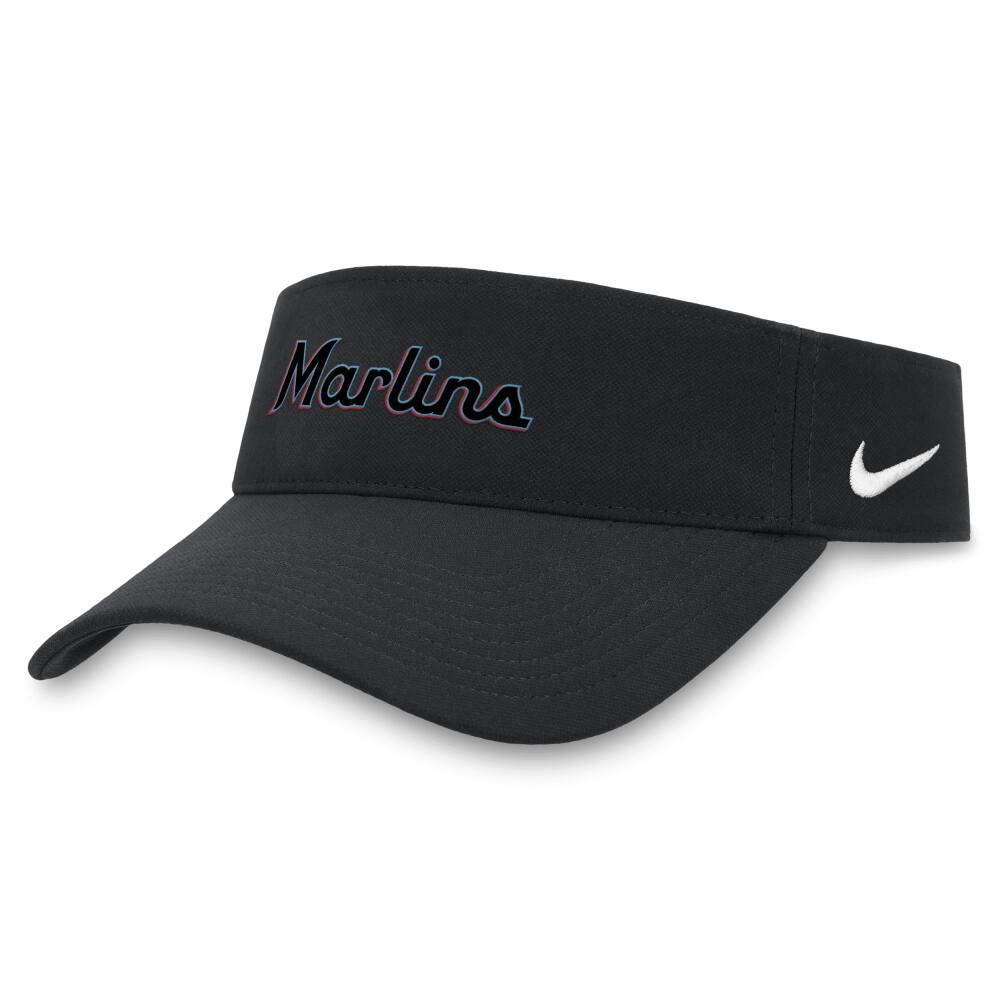 Miami Marlins Wordmark Nike Men's Dri-FIT MLB Visor in Black Cover