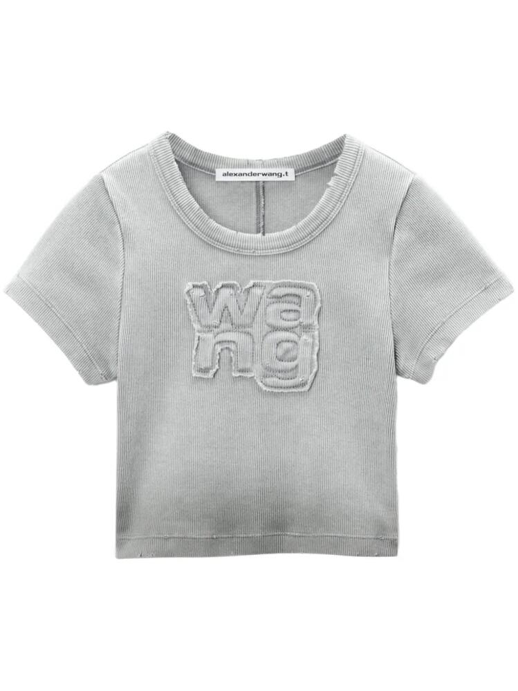 Alexander Wang logo-appliqué cropped T-shirt - Grey Cover