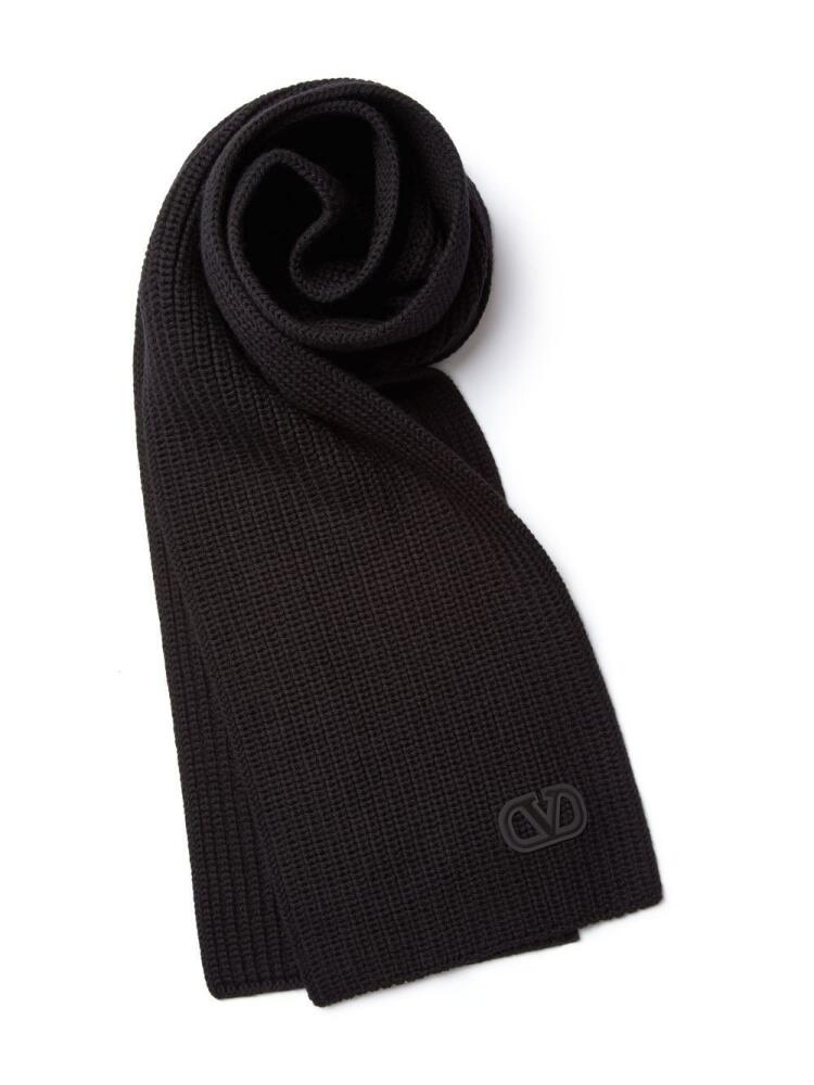 Valentino Garavani VLogo Signature virgin wool scarf - Black Cover