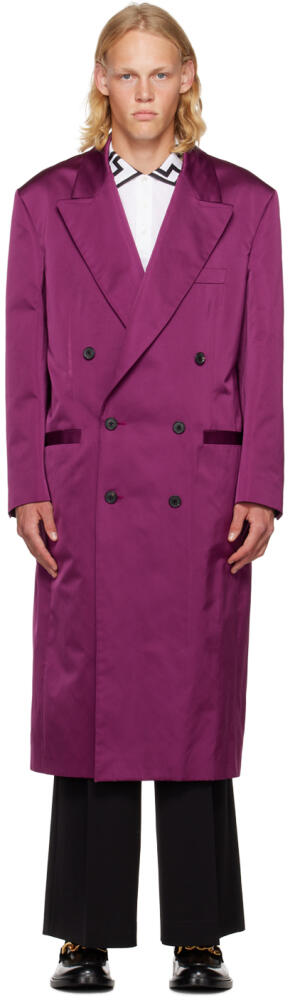 Versace Purple Double-Breasted Coat Cover