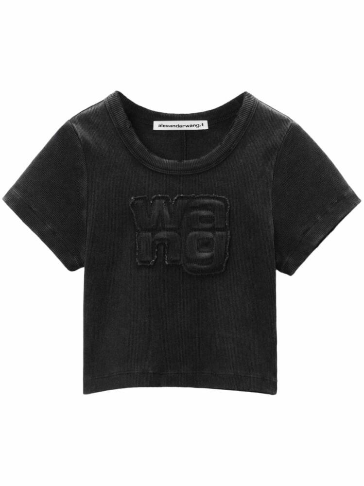 Alexander Wang logo-appliqué cropped T-shirt - Black Cover