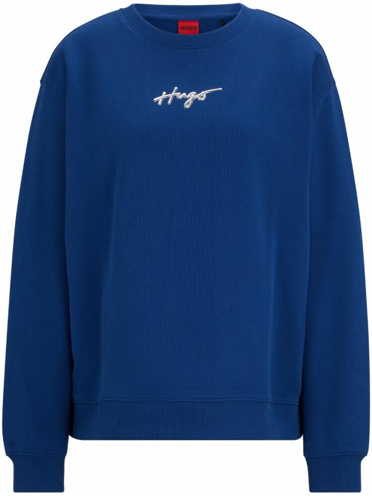 HUGO logo-embellished cotton-blend sweatshirt - Blue Cover