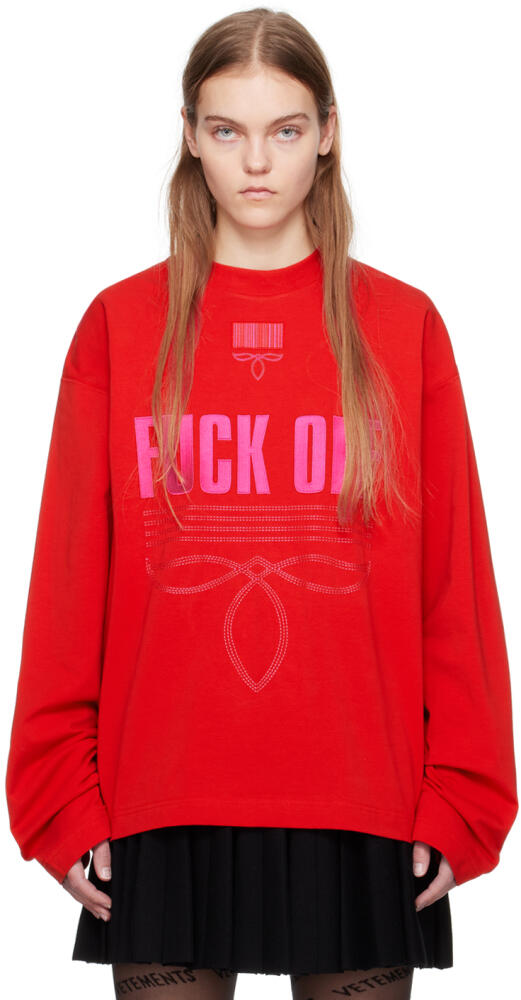 VTMNTS Red Embroidered Long Sleeve T-Shirt Cover