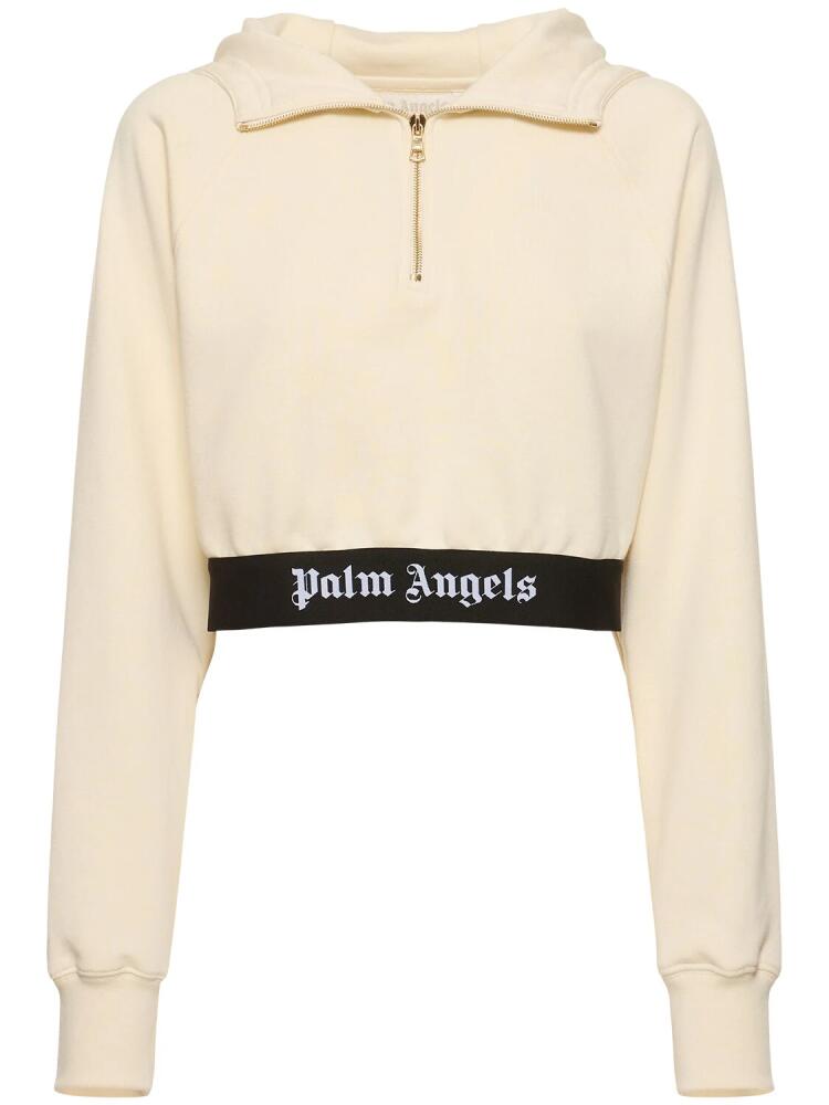 PALM ANGELS Logo Tape Zipped Cotton Sweatshirt Cover