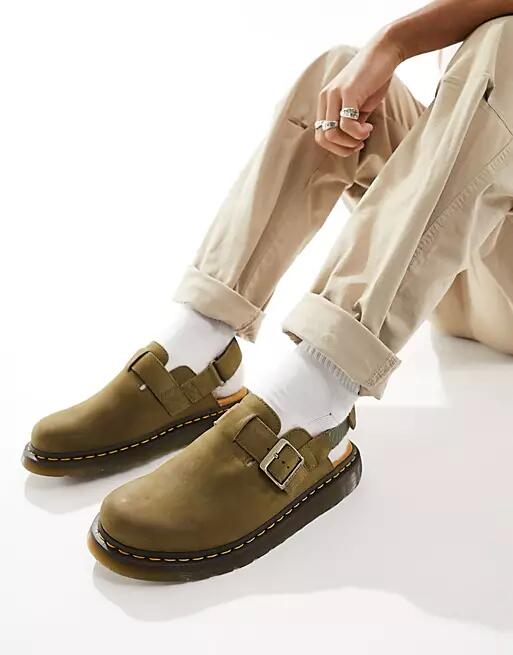 Dr Martens unisex Jorge II mules in khaki suede-Green Cover