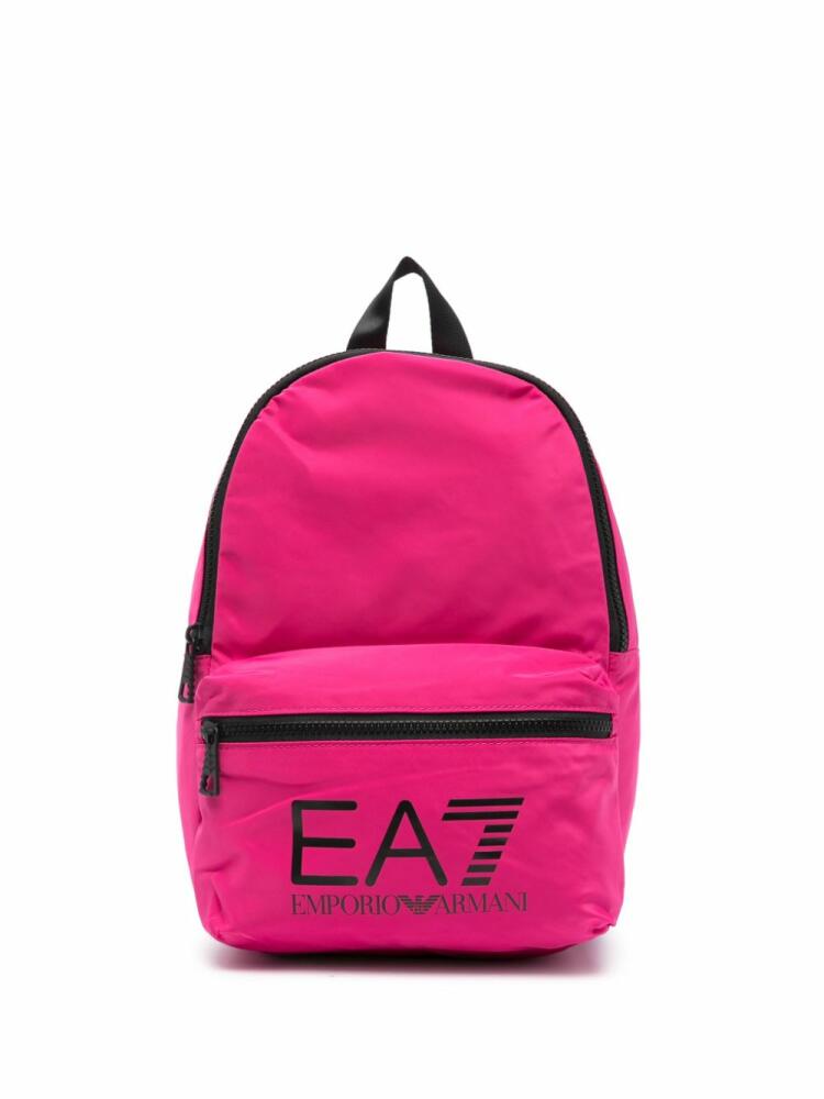 Ea7 Emporio Armani logo-print zipped backpack - Pink Cover