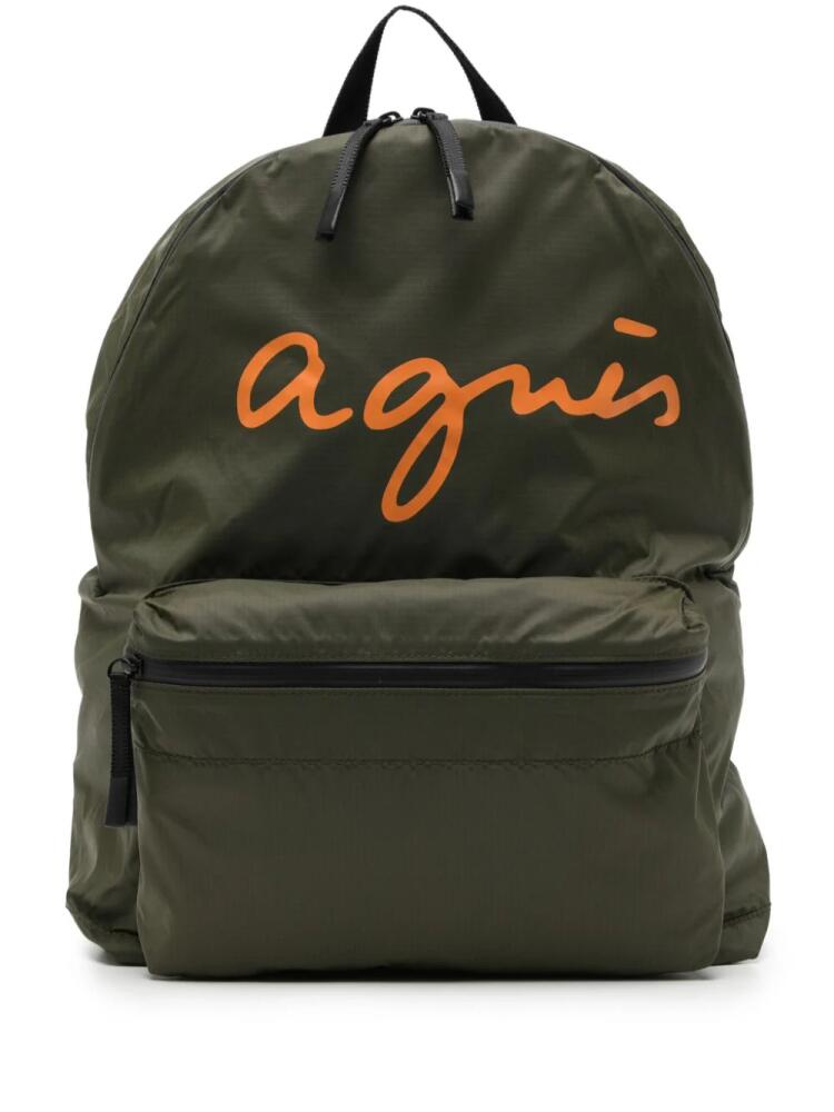 agnès b. logo-printed backpack - Green Cover