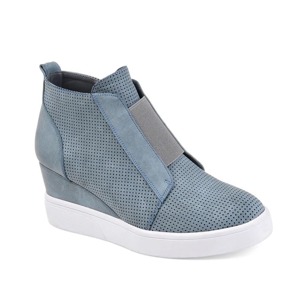 Journee Collection Wide Width Clara Wedge Sneaker | Women's | Dusty Blue Cover