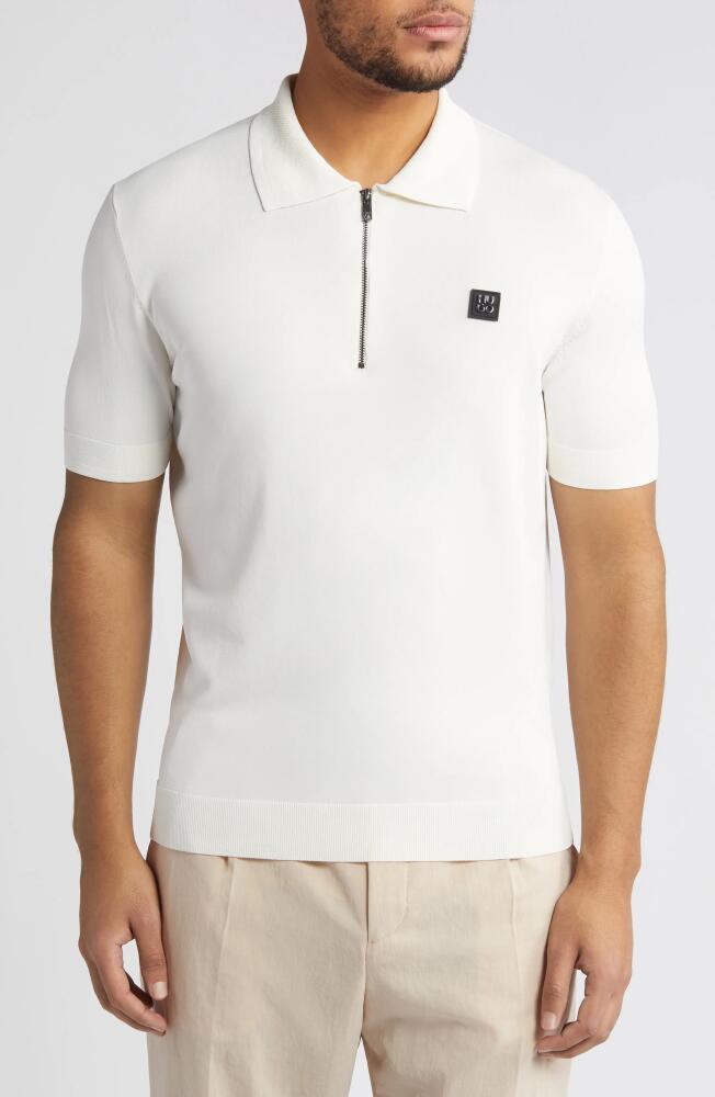 HUGO Sayfong Quarter Zip Sweater Polo in Open White Cover