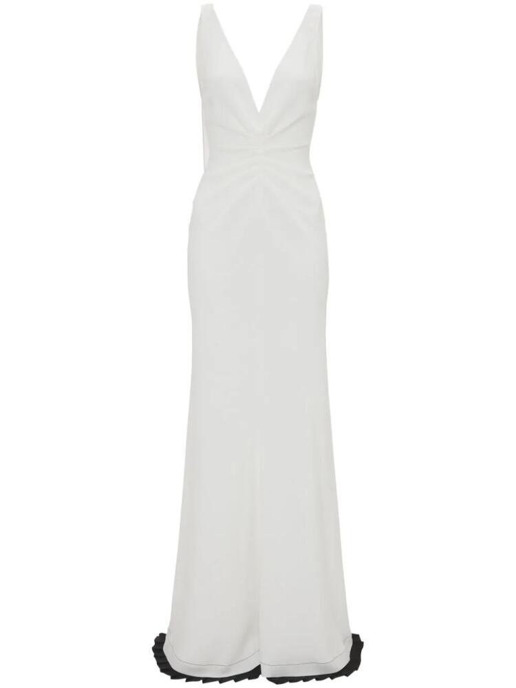 Victoria Beckham gathered-detail V-neck gown - White Cover