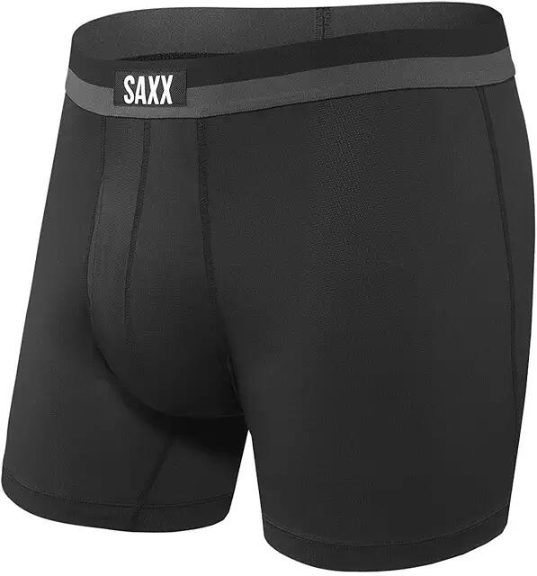 SAXX UNDERWEAR Sport Mesh Boxer Brief Fly (Black) Men's Underwear Cover