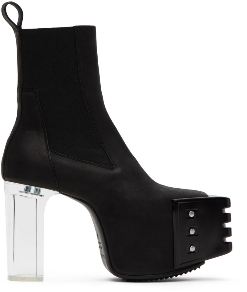 Rick Owens Black Grilled Platform Chelsea Boots Cover