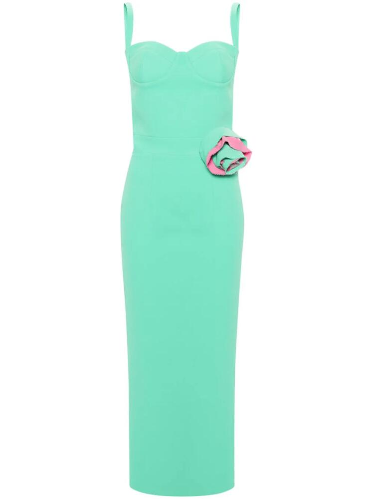 The New Arrivals Ilkyaz Ozel Monique rose-appliqué maxi dress - Green Cover