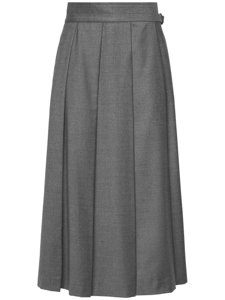 WEEKEND MAX MARA Palk Pleated Wool Blend Midi Skirt Cover